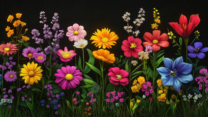 Fototapeta premium A Diverse Array of Wildflowers in Full Bloom