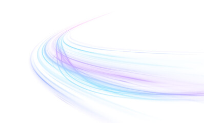 Sports speed wavy line consists of a stream of bright rays with flash effect, light and neon colors in PNG format. 