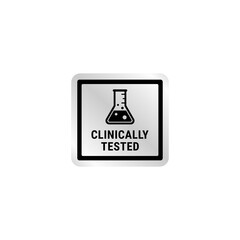 Clinically tested label or logo vector isolated. Clinically tested label for product packaging. Best lab tested icon for cosmetic or health product packaging design element.
