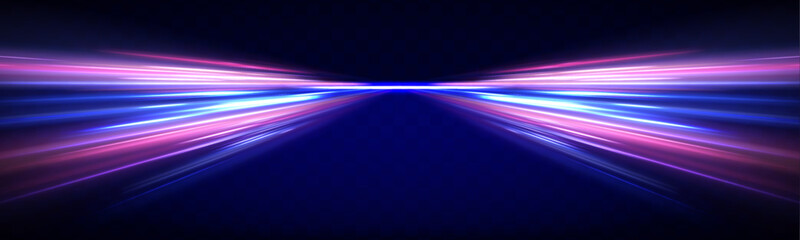 Light trail wave, fire path trace line, car lights, optic fiber and incandescence curve twirl. Panoramic high speed technology concept, light abstract background. 