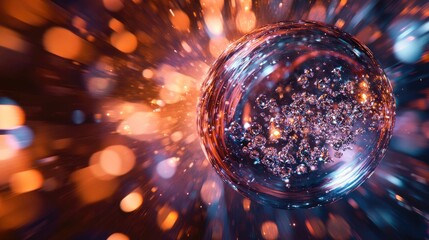 In a CVD chamber, carbon atoms are organized in an ideal diamond lattice and encircled by high-energy plasma.