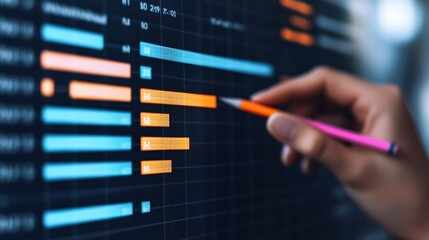 A man analyzing data on multiple digital screens in a modern control room.