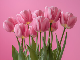 Minimalist pink tulips arrangement