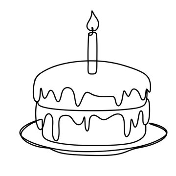 recommend clip art: Birthday cake one line art drawing 