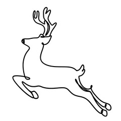Reindeer jumping one line art drawing 