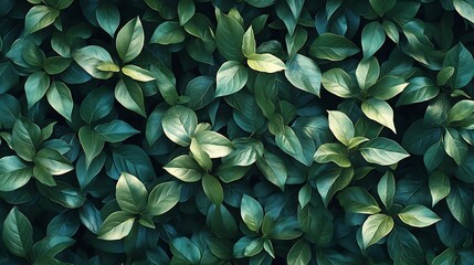 Fototapeta premium A densely packed background of green leaves, each leaf hyper-realistically detailed with textures that show the complexity of nature.