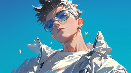 Fototapeta premium Muscular Anime Manga Hero – Powerful Buff Character