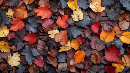 A hyper-detailed view of a forest floor covered with leaves, each one meticulously rendered with veins and color variations, forming a dense background.