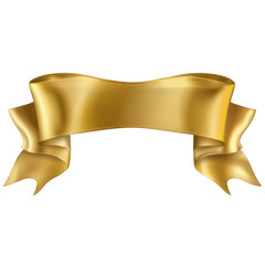 Elegant Gold Ribbon Banner with Glossy Finish, On Transparent Background