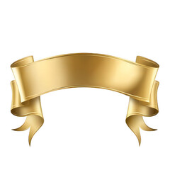 Luxury Decorative Gold Ribbon with Swirling Curves, On Transparent Background