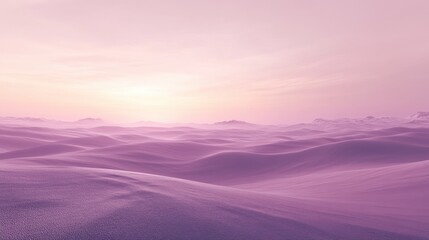 Fototapeta premium Desert landscape with smooth sand dunes under a fading lilac sky evoking a sense of vastness and serenity in an empty modern space