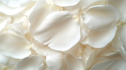Soft white floral petals overlapping to create a minimalistic serene floral background for a calm and delicate composition