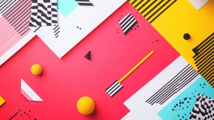 Obraz premium Vibrant backdrop with sharp shapes and bold contrasts highlights exciting offers and discounts