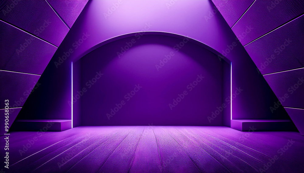 Poster dark violet purple background with architecture minimalism perspective lux empty open space for copy