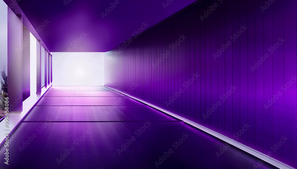 Poster dark violet purple background with architecture minimalism perspective lux empty open space for copy