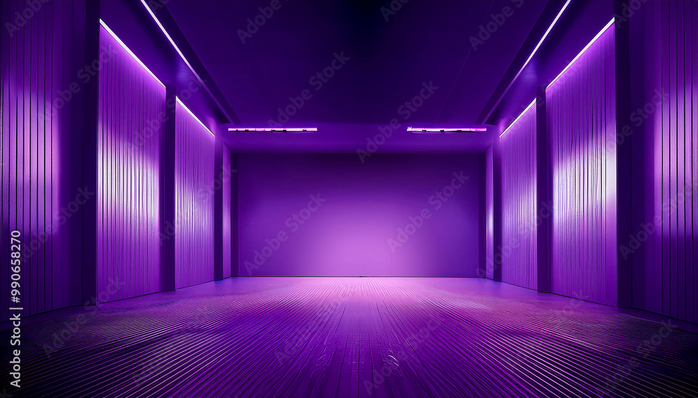 Poster dark violet purple background with architecture minimalism perspective lux empty open space for copy