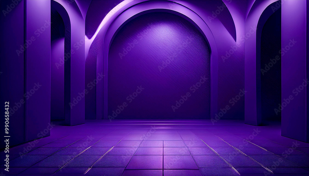 Poster dark violet purple background with architecture minimalism perspective lux empty open space for copy