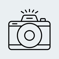 Digital camera, photo camera, photography equipment icon line design