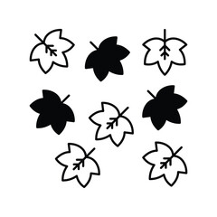 fall leaves glyph icon with white background vector stock illustration