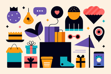 Black friday shopping elements collection – holiday sale icons and designs for promotions and advertisements