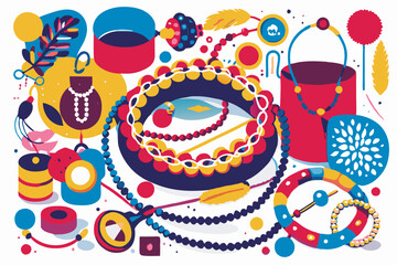 Vibrant Assortment of Fashion Accessories Illustration