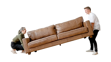 Couple png house moving, transparent background