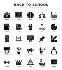 Back To School Glyph icons. Vector Glyph illustration.