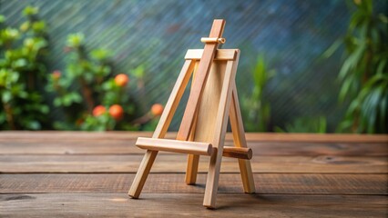 A compact easel for small art pieces, supporting paintings, photographs, or prints, ideal for minimalistic and elegant