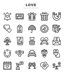 Love. Lineal icons Pack. vector illustration.