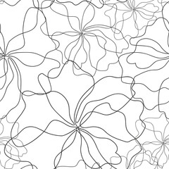 Fine lines floral seamless-pattern for minimal and elegant style. Best for elegant fashion, satin silk/viscose print textile, primary homeware, home product, wallpaper surface.