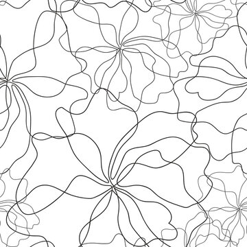 Fine lines floral seamless-pattern for minimal and elegant style. Best for elegant fashion, satin silk/viscose print textile, primary homeware, home product, wallpaper surface.