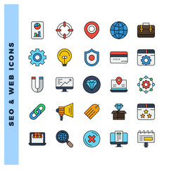 25 SEO & WEB Lineal Color icon pack. vector illustration.