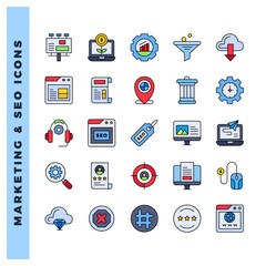 25 Marketing and Seo Lineal Color icon pack. vector illustration.