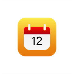 Obraz premium Logo of calendar on orange background for mobile application with gradient. Phone app icon.