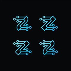 letter Z tech logo design set template, Z tech logo set, Z technology logo folio