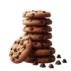 Chocolate chip cookies transparent background