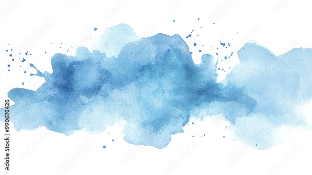 Poster Soft blue watercolor splash with texture and subtle variations in shade, ideal for artistic backgrounds or design elements