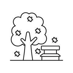 autumn tree line icon with white background vector stock illustration