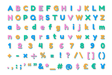 Png letter and sign set font 3d shade