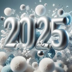  Festive New Year 2025 Inflatable Numbers (Icy Theme)
