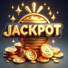 3D Jackpot Slot Icon (Gold Coins)