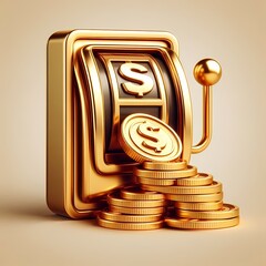 Golden dollar 3d icon