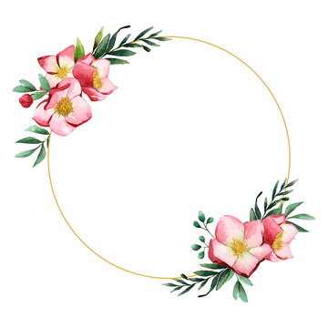 Watercolor flower png frame, winter aesthetic illustration on transparent background