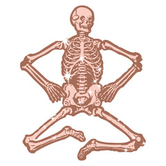 Skeleton png sticker, Halloween sparkly aesthetic illustration, transparent background