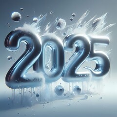  Festive New Year 2025 Inflatable Numbers (Icy Theme)