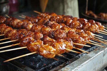 Deep fried skewers of day old chicks a unique Filipino street dish