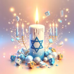 Traditional Hanukkah Candle Illustration