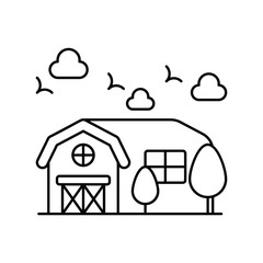 farmhouse line icon with white background vector stock illustration