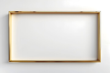 Obraz premium Minimalist golden border with a polished finish, suitable for professional presentations, modern art displays, or premium invitations. Sleek golden rectangular frame on white