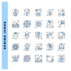 25 Spring Two Color icon pack. vector illustration.